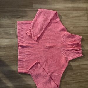 Wild Fable Pink Ribbed Half-Zip Sweater – Size M